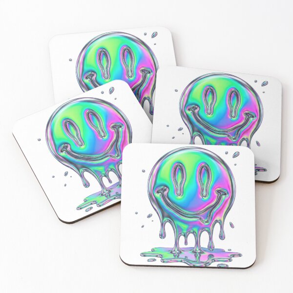 Item preview, Y2K Liquid Chrome Melting Smiley Face - Acid Graphic designed and sold by GeekGuysShop.