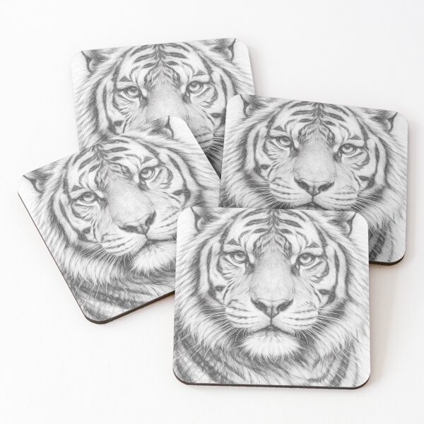 Item preview, Tiger Pencil Sketch Portrait | Black and White Tiger Drawing | Realistic Big Cat Art | Detailed Wildlife Illustration Print designed and sold by Leon Woods Pencil Art.
