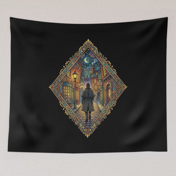 Item preview, Ornate Victorian London Sherlock Holmes Stained Glass Style designed and sold by Fenay Designs.