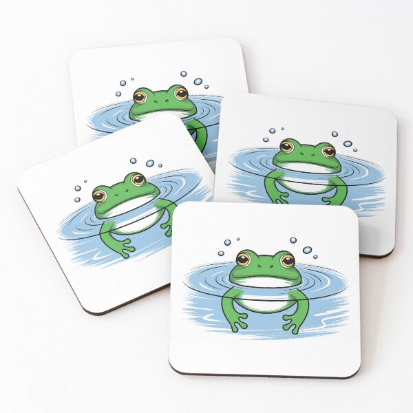 Item preview, Cute "Kawaii" Frog & Bubbles Design - Friendly Front-Facing Frog Art designed and sold by ArthousePromos.