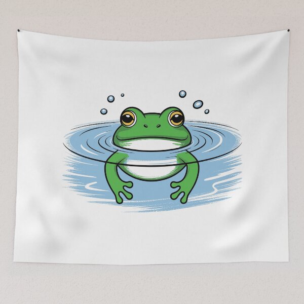 Item preview, Cute "Kawaii" Frog & Bubbles Design - Friendly Front-Facing Frog Art designed and sold by ArthousePromos.