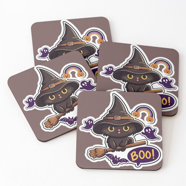 Item preview, Cute Witch Cat Halloween Sticker Kawaii Spooky Black Cat Boo Aesthetic designed and sold by sumodesign.