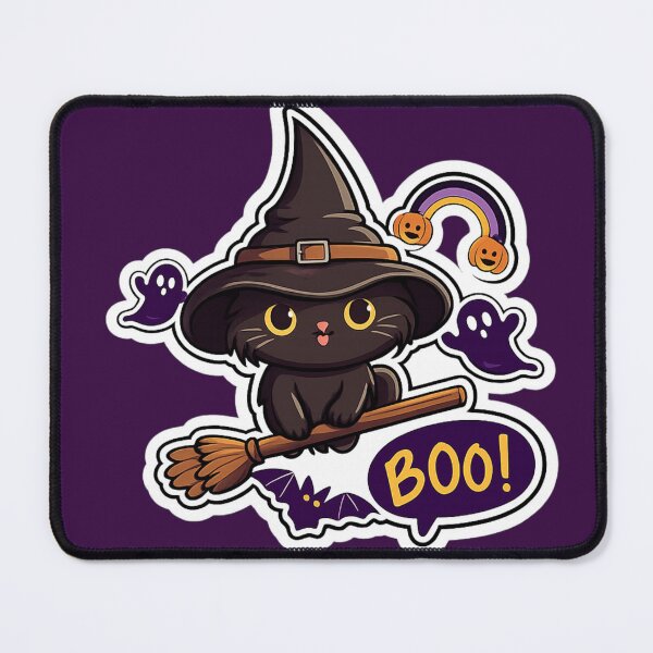 Item preview, Cute Witch Cat Halloween Sticker Kawaii Spooky Black Cat Boo Aesthetic designed and sold by sumodesign.