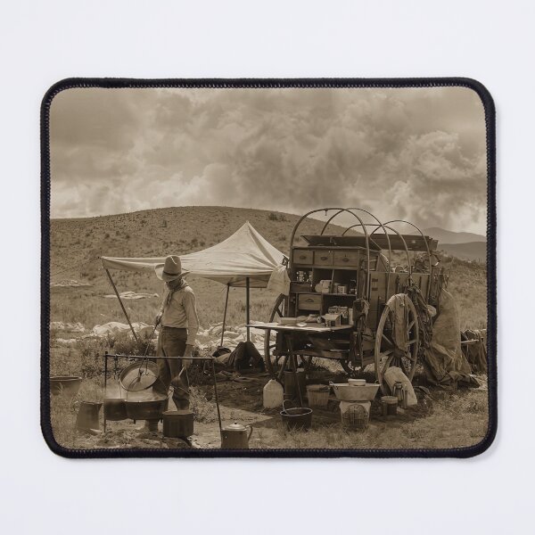 Item preview, Vintage Texas Cowboy Camp 1907 Sepia Western Photograph designed and sold by TheSoulOfArt.
