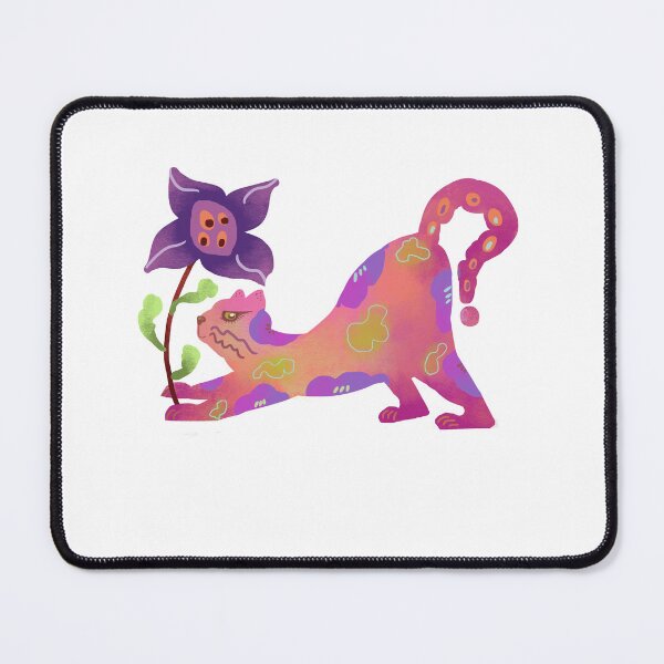 Item preview, Magical Pink Cat with Question Mark Tail Folk Art designed and sold by FaliushART.