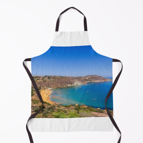 Item preview, Secluded Sandy Beach and Turquoise Bay With Cliffs and Boats Overlooking Sunny Coastal Landscape designed and sold by Nmallia.