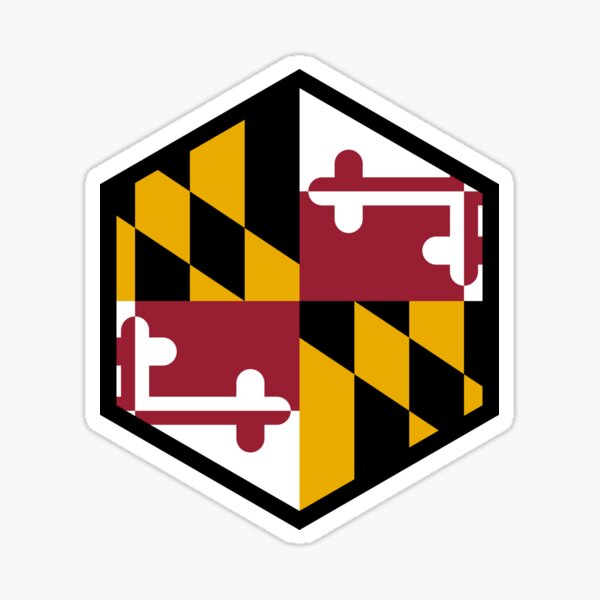Maryland State flag hexagon shape stickers 2pcs.