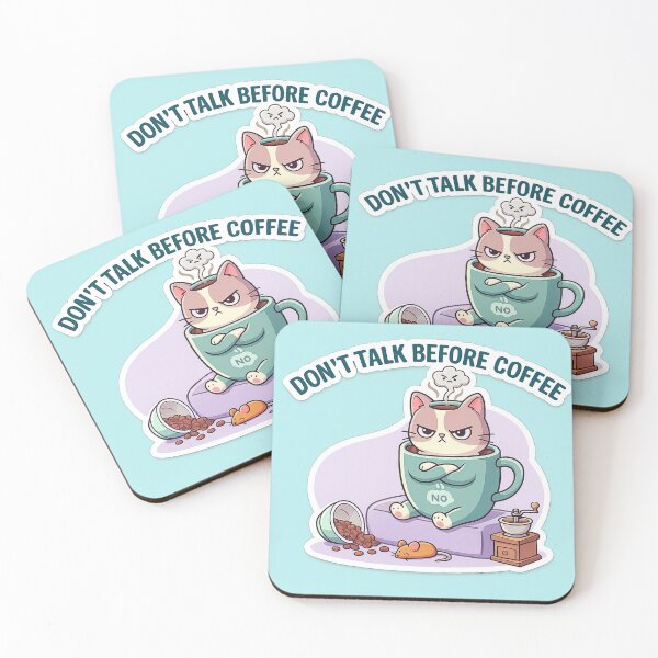 Item preview, Don't Talk Before Coffee Grumpy Kawaii Cat Sticker designed and sold by irfanshikh.