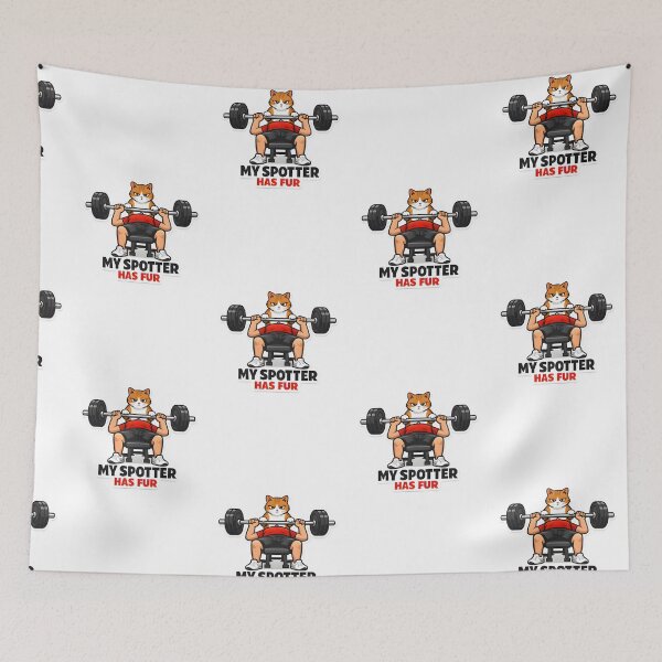 Item preview, My Spotter Has Fur Funny Cat Gym Shirt | Veterinary Fitness Humor Design designed and sold by Bettybee00.