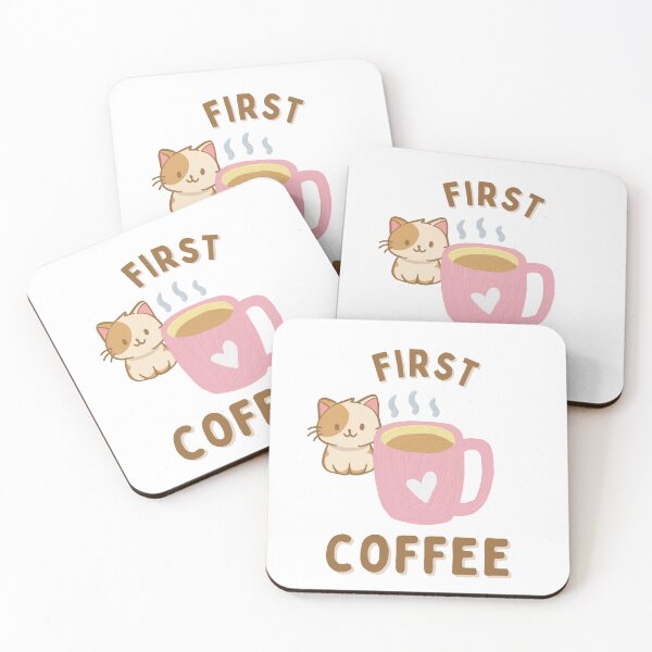 Item preview, First Coffee Then Cats – Cute Cat Coffee Lover Funny Design designed and sold by gluxdesing.