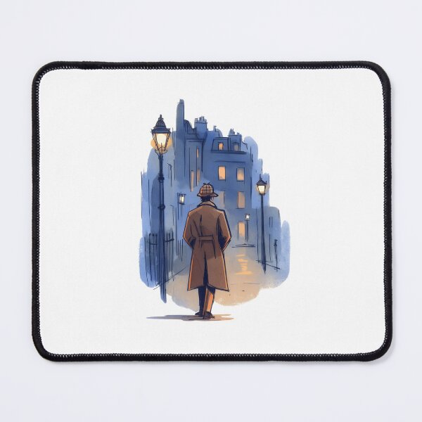 Item preview, Watercolor London Street Sherlock Holmes Detective Sketch designed and sold by Fenay Designs.