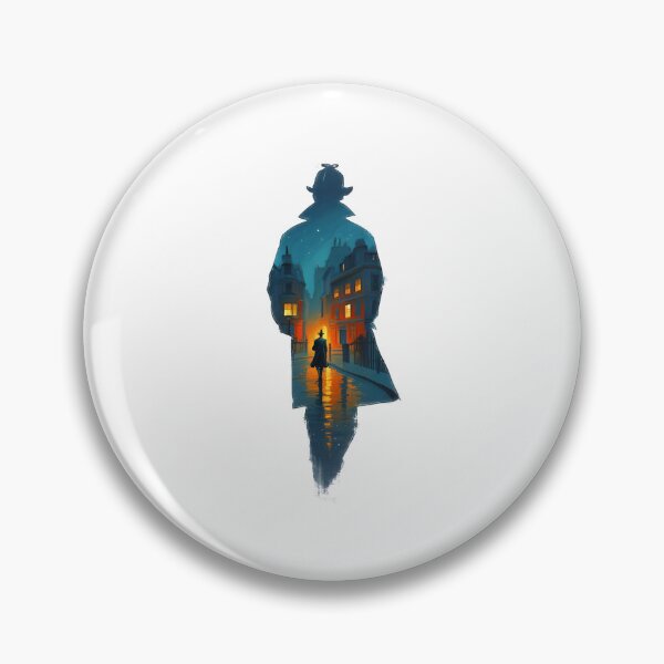 Artikelvorschau, Doppelbelichtung Silhouette Sherlock Holmes London Mystery entworfen und verkauft von Fenay Designs.