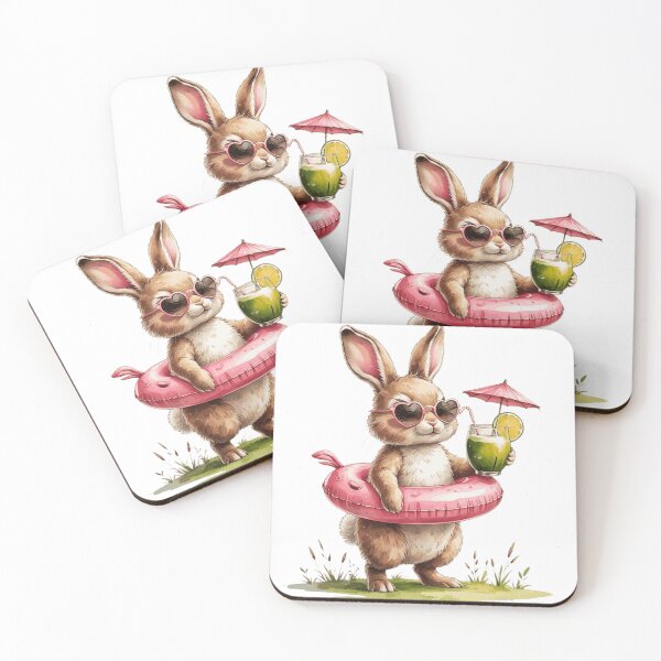 Item preview, Cute Bunny Flamingo Pool Float Hello Summer Watercolor designed and sold by AQUILAKREO.