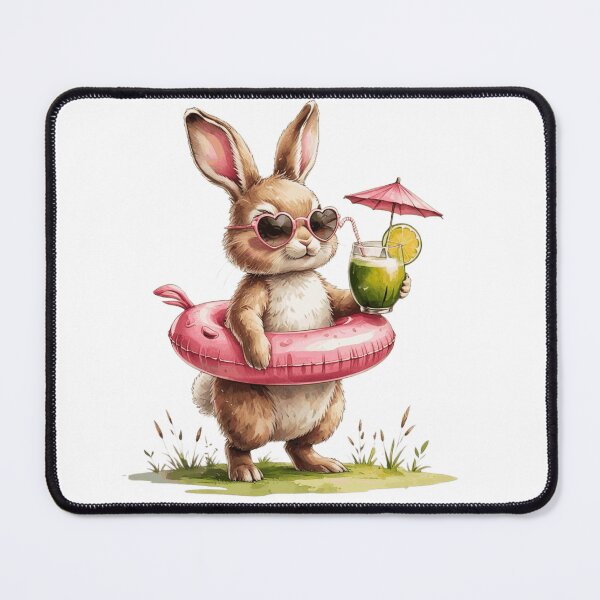 Item preview, Cute Bunny Flamingo Pool Float Hello Summer Watercolor designed and sold by AQUILAKREO.