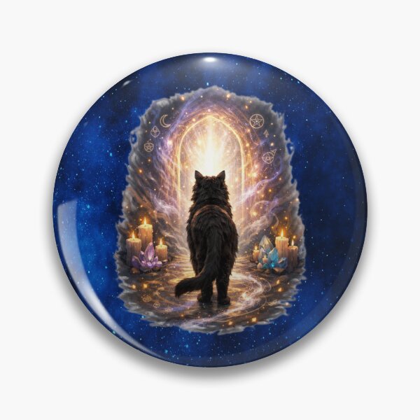 Item preview, Coming Home – Cosmic Black Cat Portal Art designed and sold by MysticOzzy.
