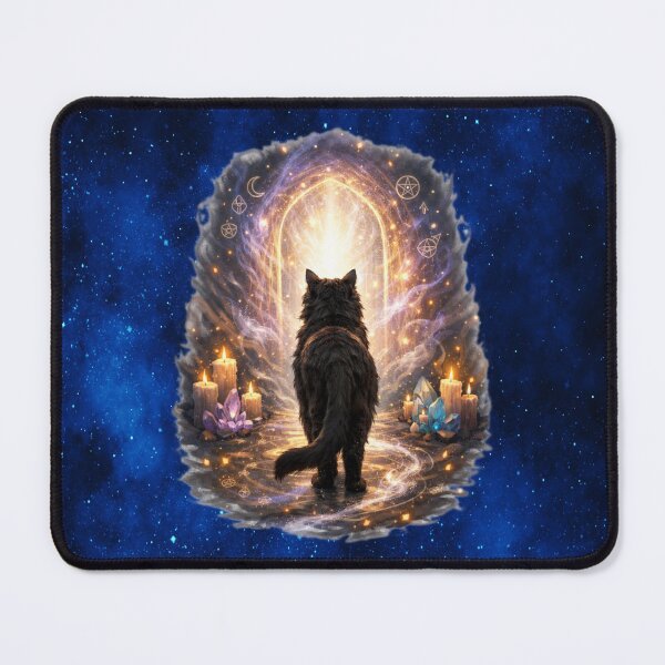 Item preview, Coming Home – Cosmic Black Cat Portal Art designed and sold by MysticOzzy.