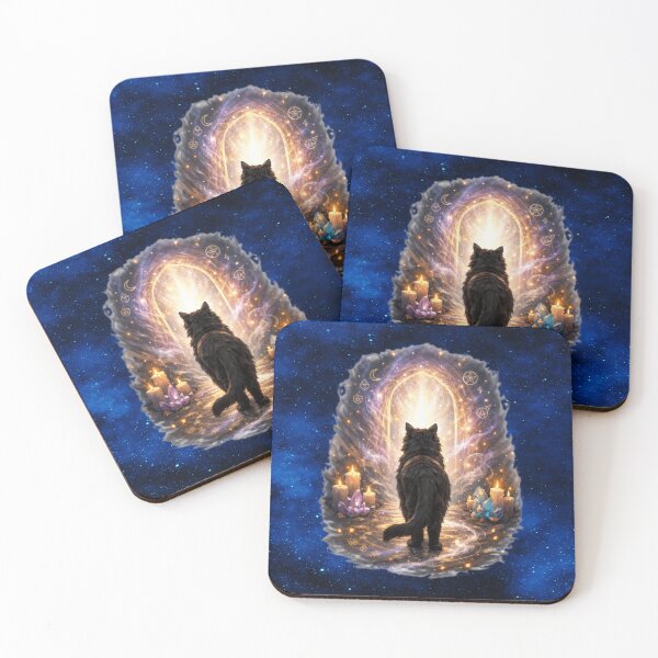 Item preview, Coming Home – Cosmic Black Cat Portal Art designed and sold by MysticOzzy.