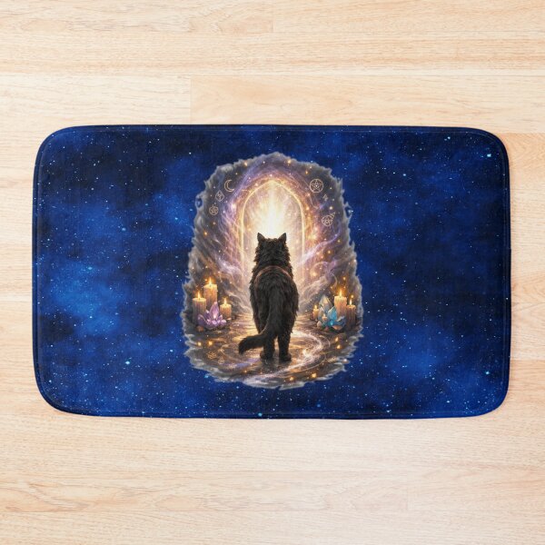 Item preview, Coming Home – Cosmic Black Cat Portal Art designed and sold by MysticOzzy.