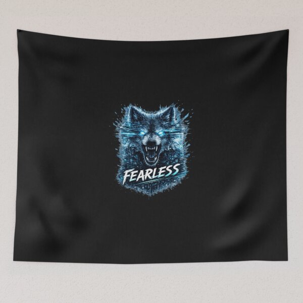 Item preview, Glitch Wolf – Fearless Cyberpunk Neon Blue Wolf Aggressive Streetwear Design designed and sold by unglaublichGut.