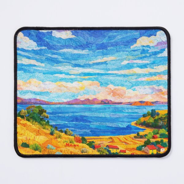 Item preview, Sun Island, Titicaca Lake, Blue Lake Panorama, Mixed Media Digital Collage designed and sold by SWSandraWechner.