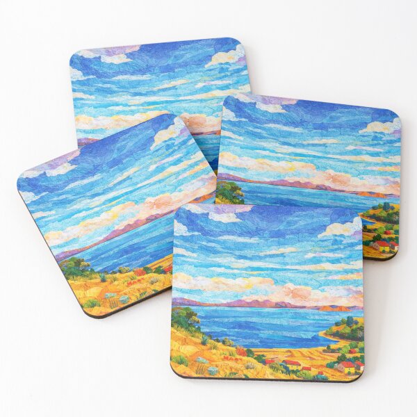 Item preview, Sun Island, Titicaca Lake, Blue Lake Panorama, Mixed Media Digital Collage designed and sold by SWSandraWechner.