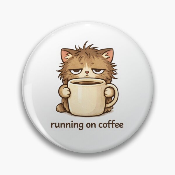 Item preview, Running On Coffee Cat Sticker – Cute Tired Coffee Lover Design designed and sold by TheHamanars.