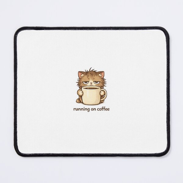 Item preview, Running On Coffee Cat Sticker – Cute Tired Coffee Lover Design designed and sold by TheHamanars.