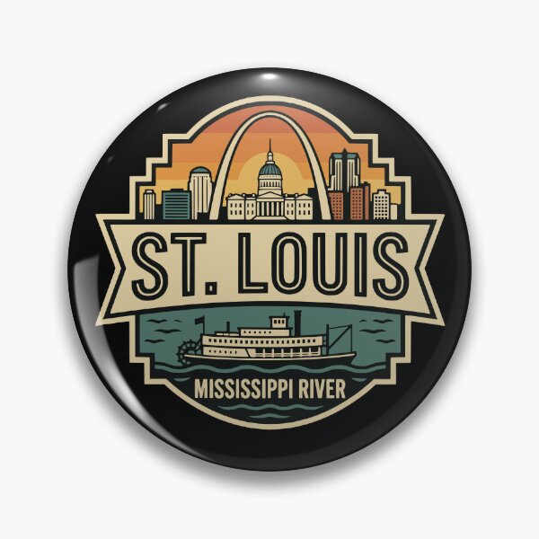 Item preview, Retro Sunset St. Louis Missouri Vintage Travel Badge designed and sold by Imaginationbeyond.