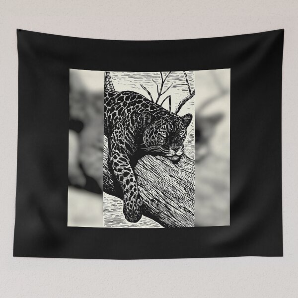 Item preview, Brazilian Pantanal Whispers: A Jaguar Onça Pintada Linocut Collection #8 designed and sold by Helios Be. Lavsh.