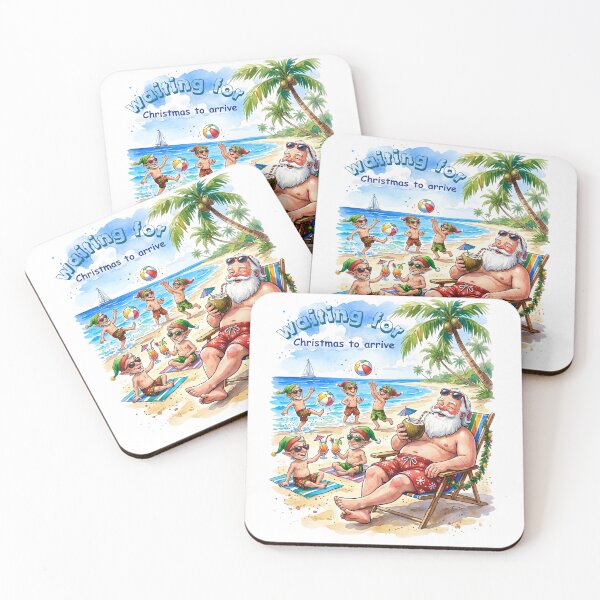 Item preview, Tropical vacation with Santa Claus and relaxing elves. designed and sold by VibranPalette.