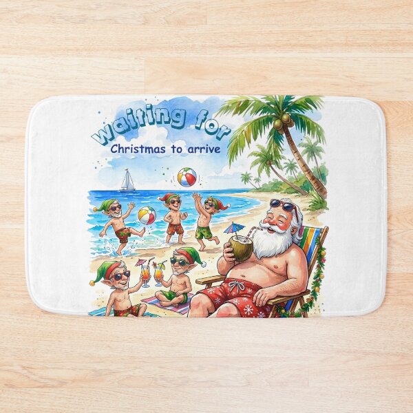 Item preview, Tropical vacation with Santa Claus and relaxing elves. designed and sold by VibranPalette.