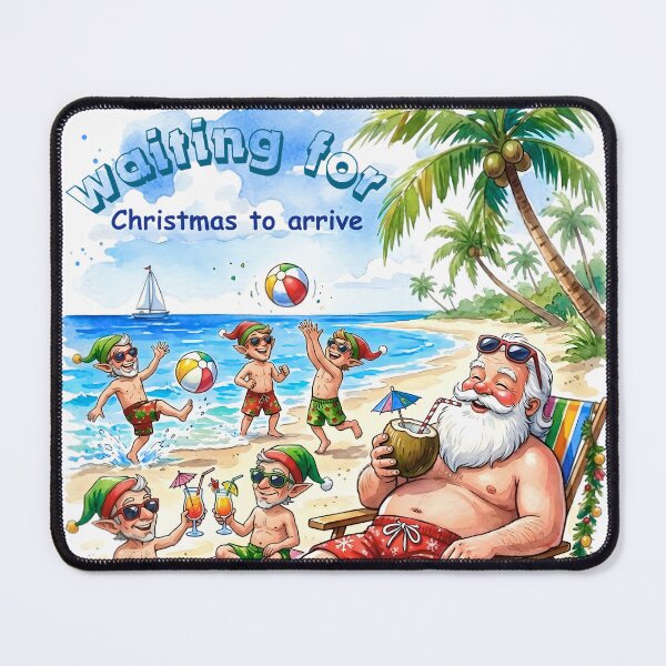 Item preview, Tropical vacation with Santa Claus and relaxing elves. designed and sold by VibranPalette.