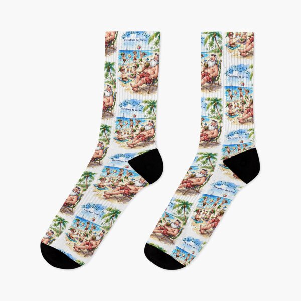Item preview, Tropical vacation with Santa Claus and relaxing elves. designed and sold by VibranPalette.