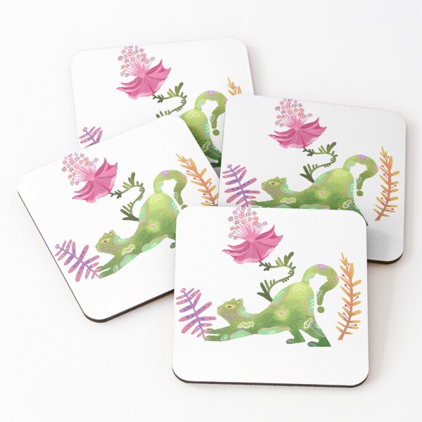 Item preview, Botanical Fairy Cat Whimsical Green Nature Illustration designed and sold by FaliushART.