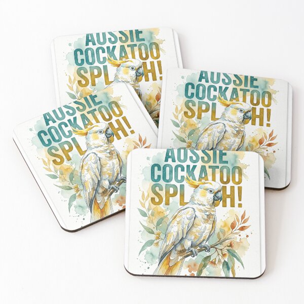 Item preview, UHD Sulphur-crested Cockatoo Eucalyptus Watercolor Art designed and sold by ABArtByAlexST.