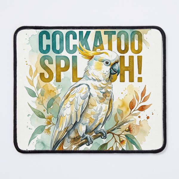 Item preview, UHD Sulphur-crested Cockatoo Eucalyptus Watercolor Art designed and sold by ABArtByAlexST.