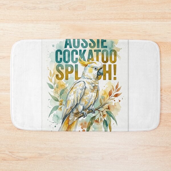 Item preview, UHD Sulphur-crested Cockatoo Eucalyptus Watercolor Art designed and sold by ABArtByAlexST.