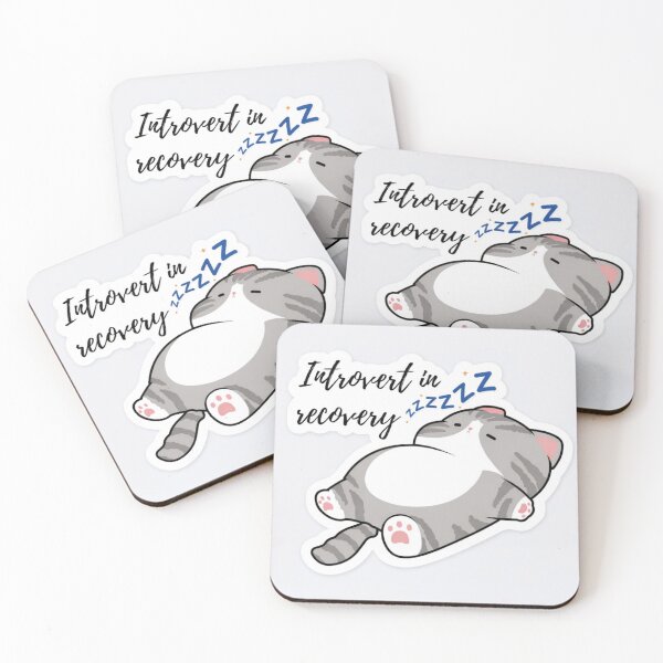 Item preview, Introvert in Recovery Cat Sticker Funny Introvert Humor Sleepy Cat Antisocial Aesthetic Design designed and sold by sumodesign.