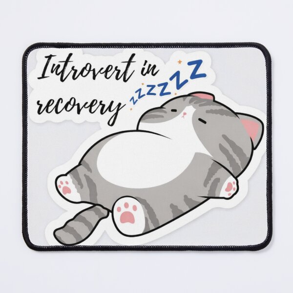 Item preview, Introvert in Recovery Cat Sticker Funny Introvert Humor Sleepy Cat Antisocial Aesthetic Design designed and sold by sumodesign.