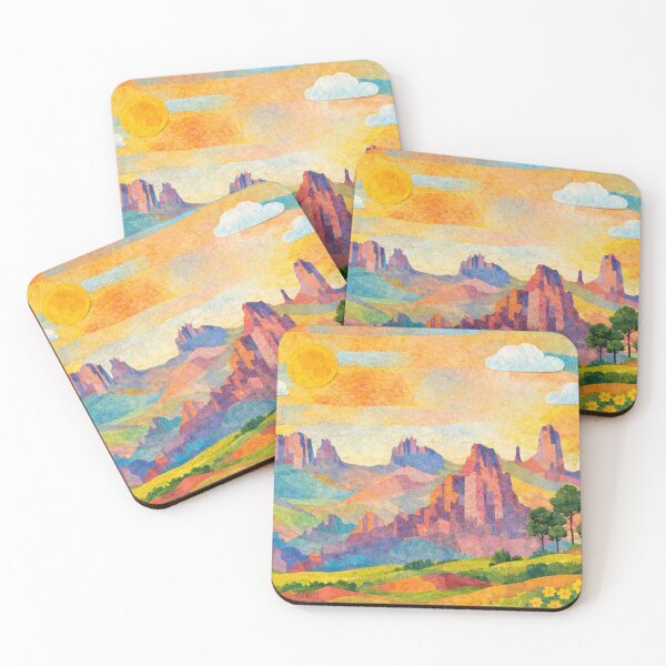 Item preview, Serene Rock Formation in Pastel Sky, Watercolor Papercut, Childrens Book Illustration designed and sold by SWSandraWechner.