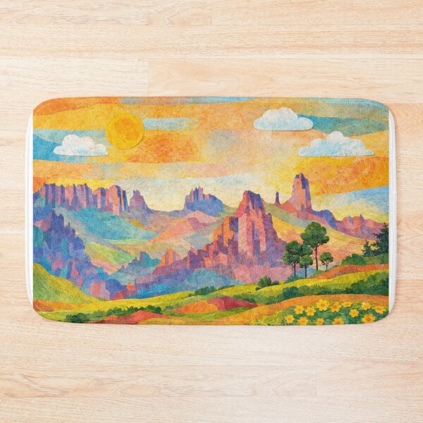 Item preview, Serene Rock Formation in Pastel Sky, Watercolor Papercut, Childrens Book Illustration designed and sold by SWSandraWechner.