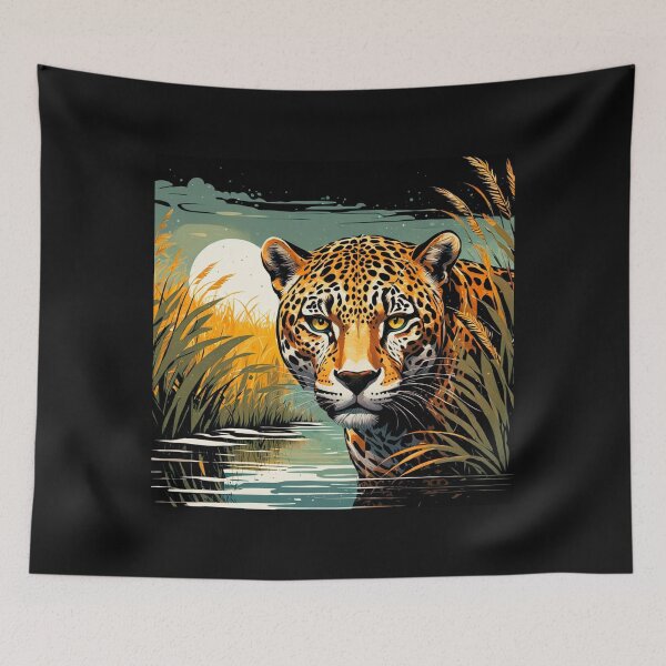 Item preview, Brazilian Pantanal Whispers: A Jaguar Onça Pintada Linocut Collection #10 designed and sold by Helios Be. Lavsh.