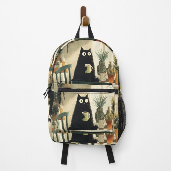 Item preview, Cozy Black Cat with Coffee designed and sold by Erika Kaisersot.