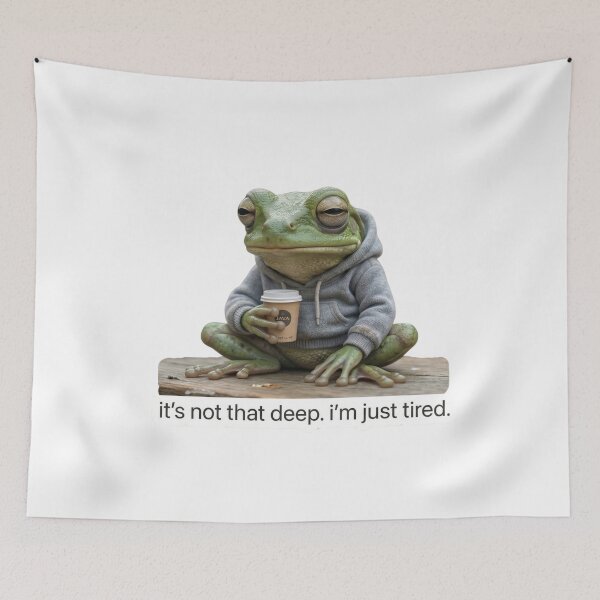Item preview, It's Not That Deep - Funny Tired Coffee Frog Meme designed and sold by Arts Paradise.
