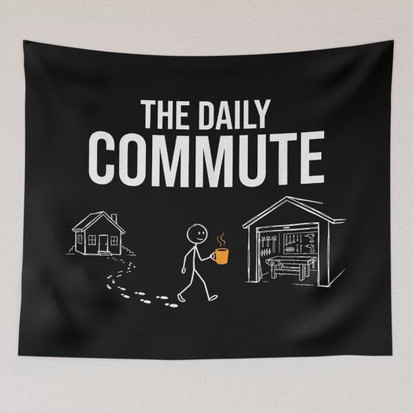 Item preview, The Daily Commute Funny Woodworker Workshop Garage Hobbyist Stick Figure designed and sold by RuperDelois.