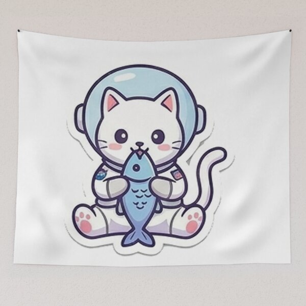 Item preview, Cat Astronaut eat fish designed and sold by Loja Boeira.