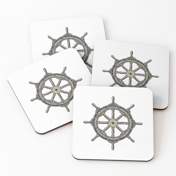 Item preview, Close-up of a ship's steering wheel with ropes on a luxury yacht dashboard. designed and sold by VerizalShop.