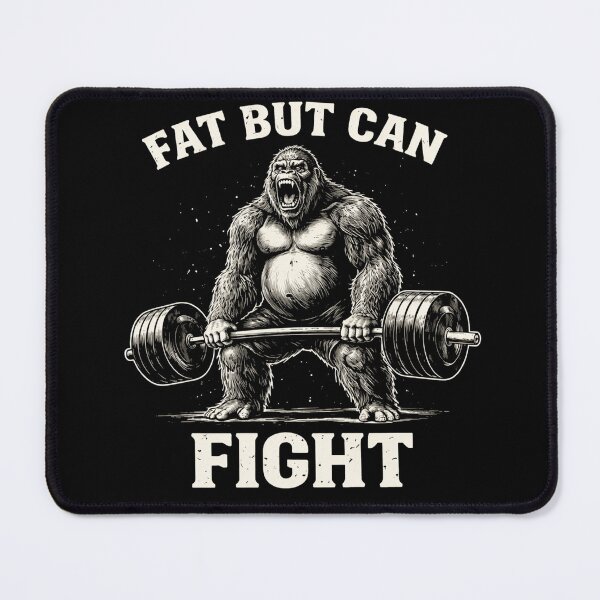 Item preview, Fat But Can Fight Funny Gorilla Gym Strong Humor Workout Meme designed and sold by Kladhadredo.