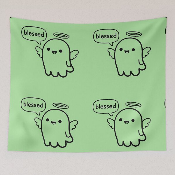Item preview, Cute Blessed Ghost Sticker | Kawaii Angel Ghost Shirt | Funny Minimal Halloween Aesthetic designed and sold by Raw Tigers.