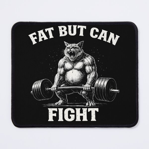 Item preview, Fat But Can Fight cat Workout Shirt Funny Fitness Motivation Meme designed and sold by Kladhadredo.